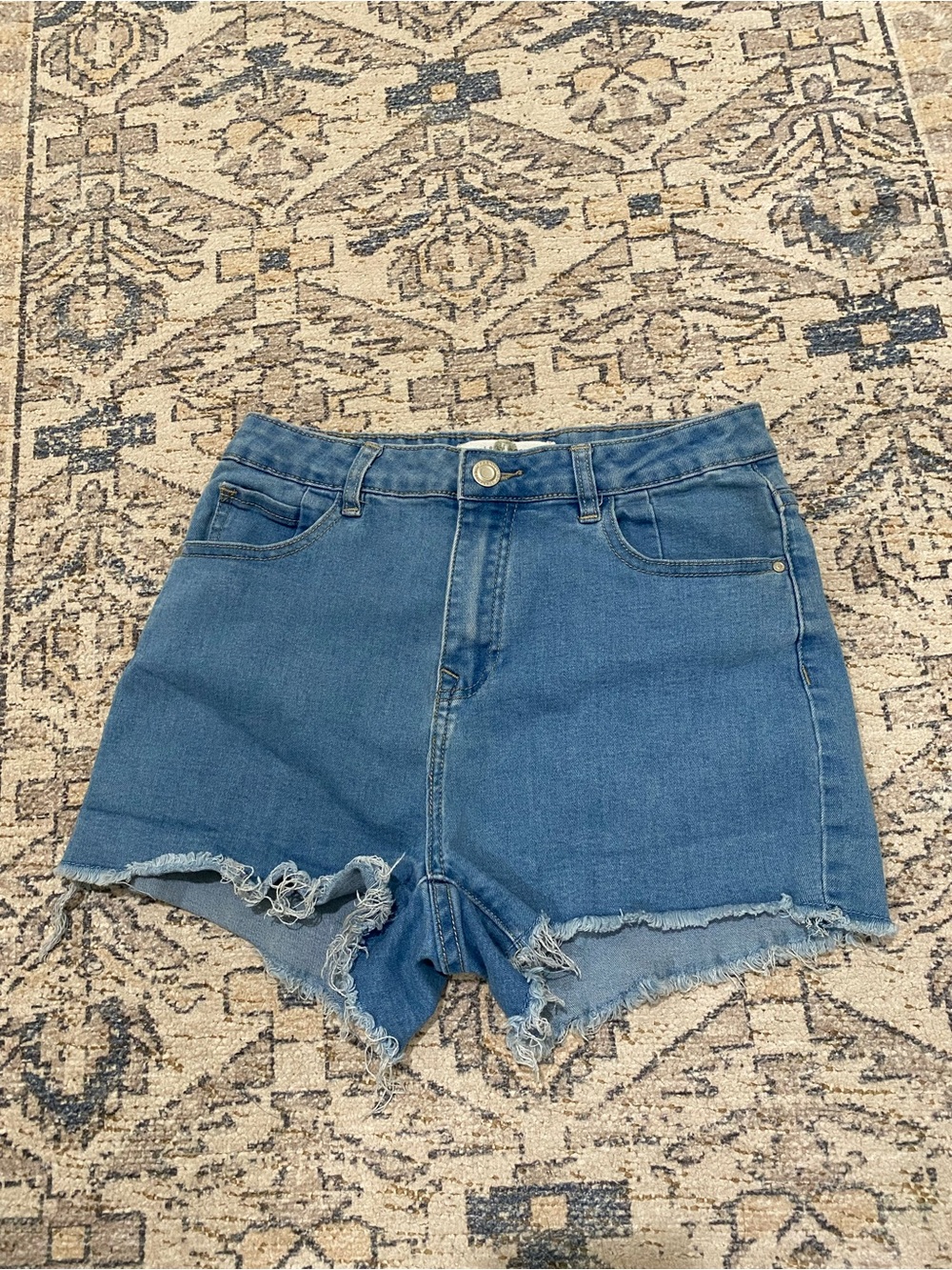 Classic High-Rise Blue Denim Cutoff Shorts Junior Size Large, Women XS